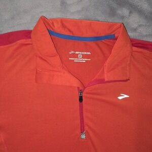 Brooks Quarter Zip Medium Orange Long Sleeve Running Pullover